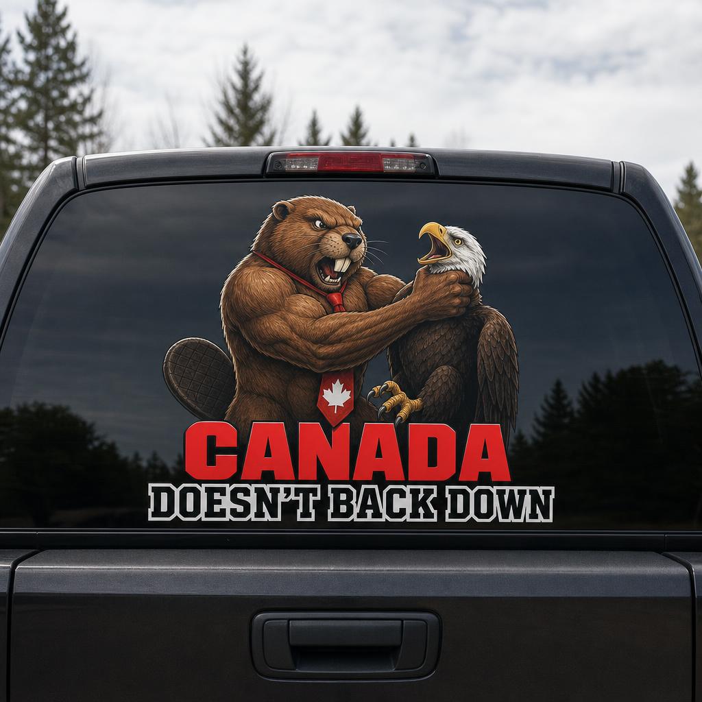 8 by 8 inch vinyl decal on a truck window