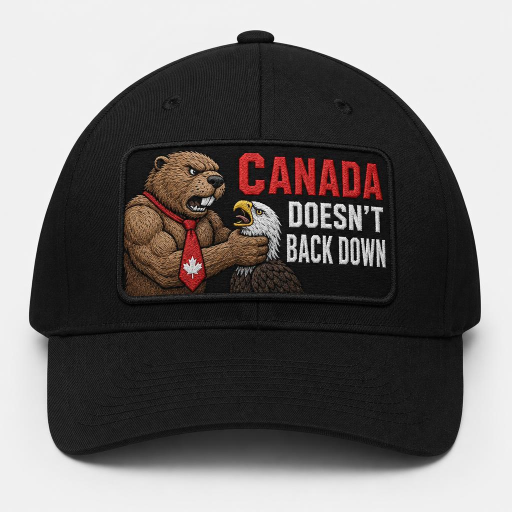 Embroidered black cap with the beaver crest